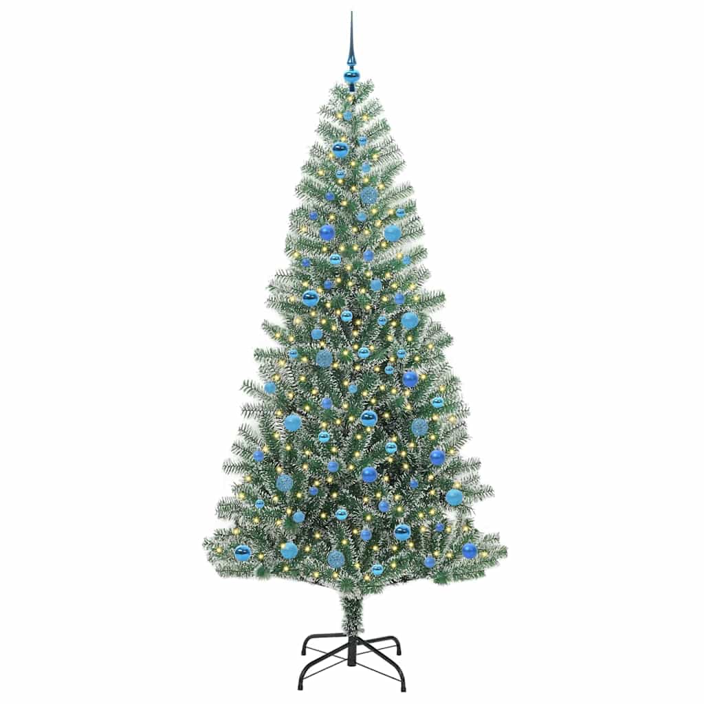 Mű karácsonyi fa hóval borítva LED fényekkel 300 LED-del 240 cm