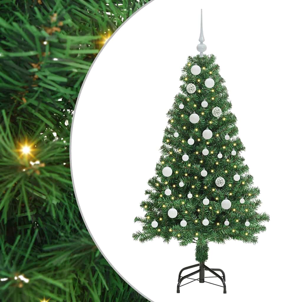 Mű karácsonyfa 150 LED-del Zöld 150 cm PVC és Acél és Műanyag