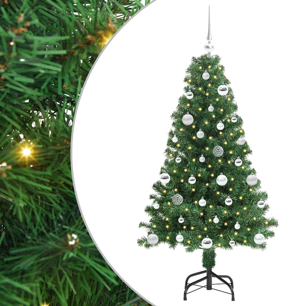 Mű karácsonyfa 150 LED-del Zöld 150 cm PVC és Acél és Műanyag
