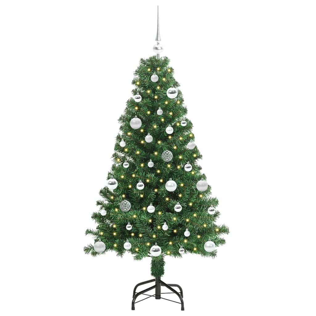 Mű karácsonyfa 150 LED-del Zöld 150 cm PVC és Acél és Műanyag