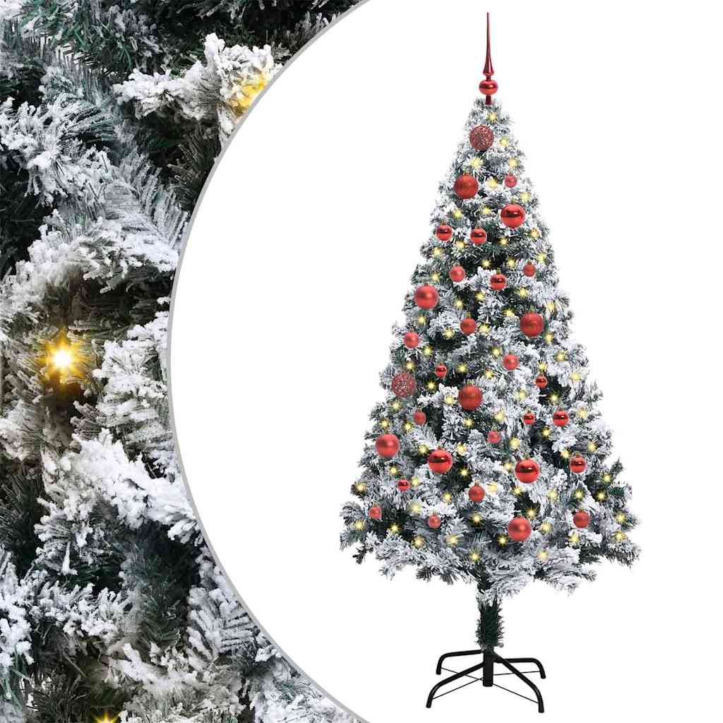 Mű karácsonyfa 150 LED-del Fehér 150 cm PVC és Acél és Műanyag