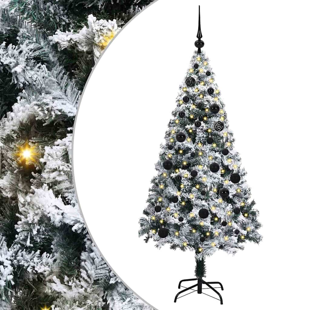 Mű karácsonyfa 150 LED-del Fehér 150 cm PVC és Acél és Műanyag