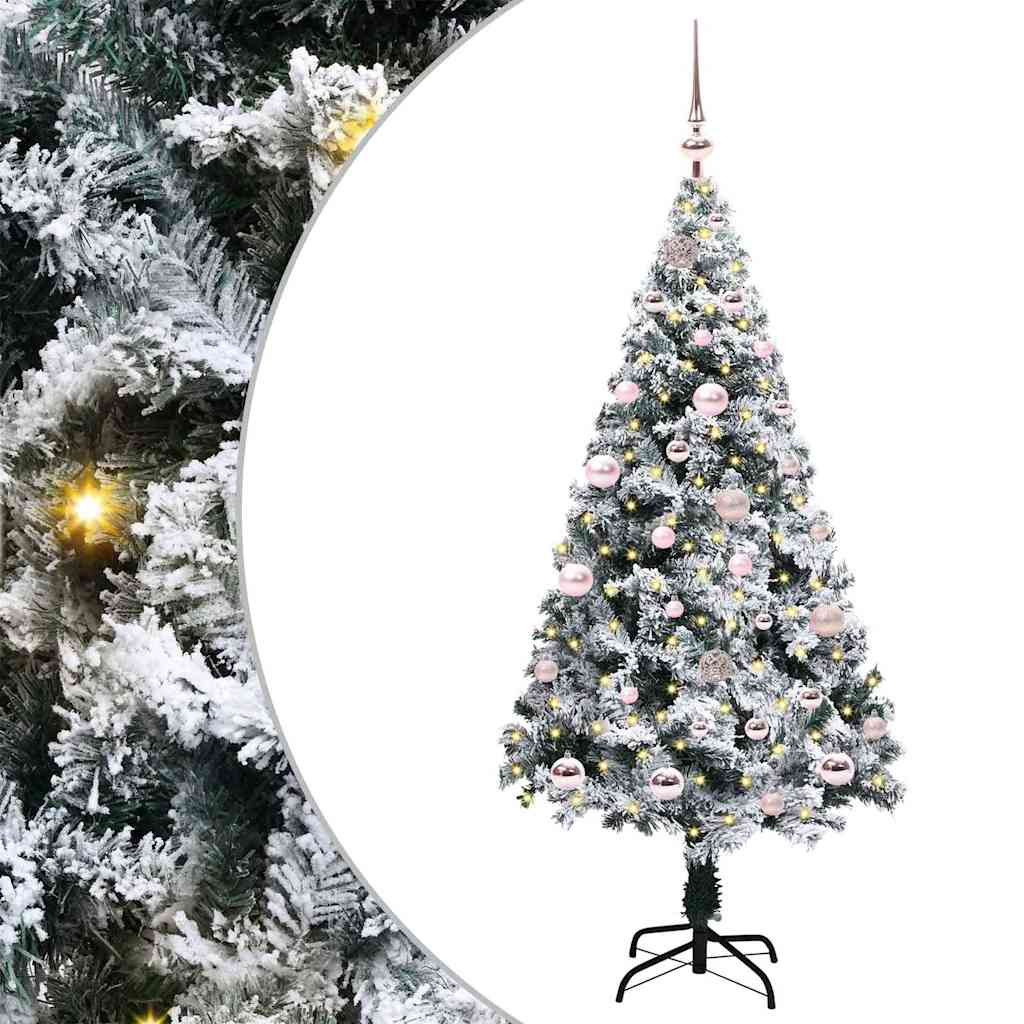 Mű karácsonyfa 150 LED-del Fehér 150 cm PVC és Acél és Műanyag