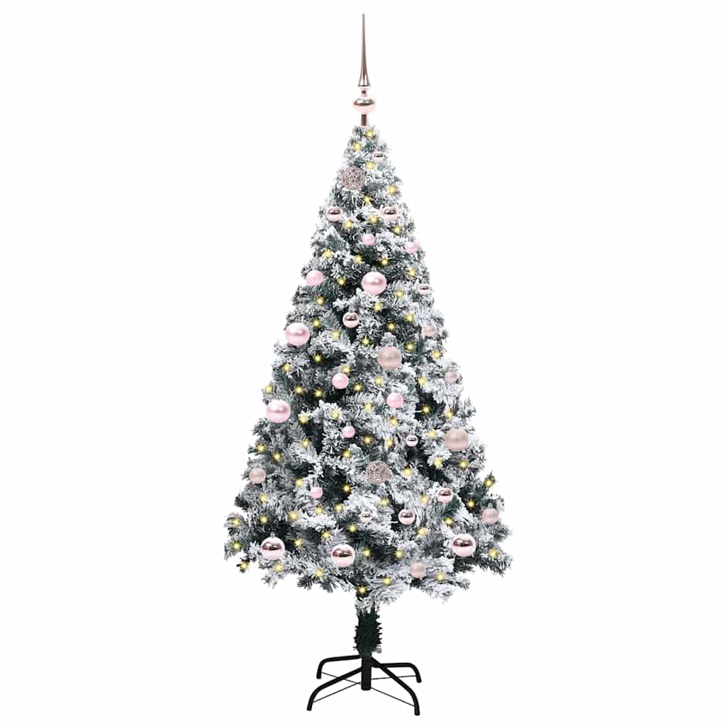 Mű karácsonyfa 150 LED-del Fehér 150 cm PVC és Acél és Műanyag