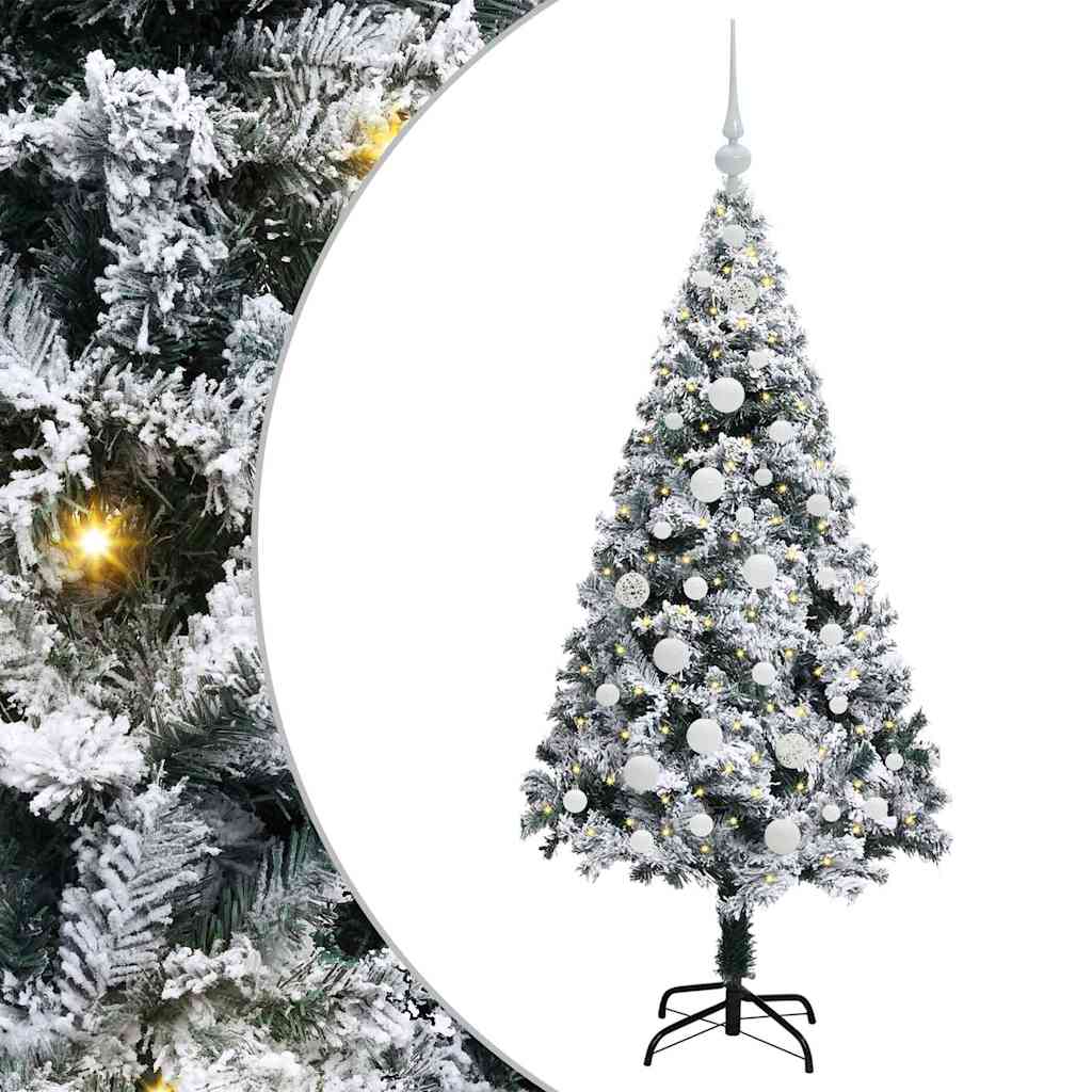 Mű karácsonyfa 150 LED-del Fehér 150 cm PVC és Acél és Műanyag