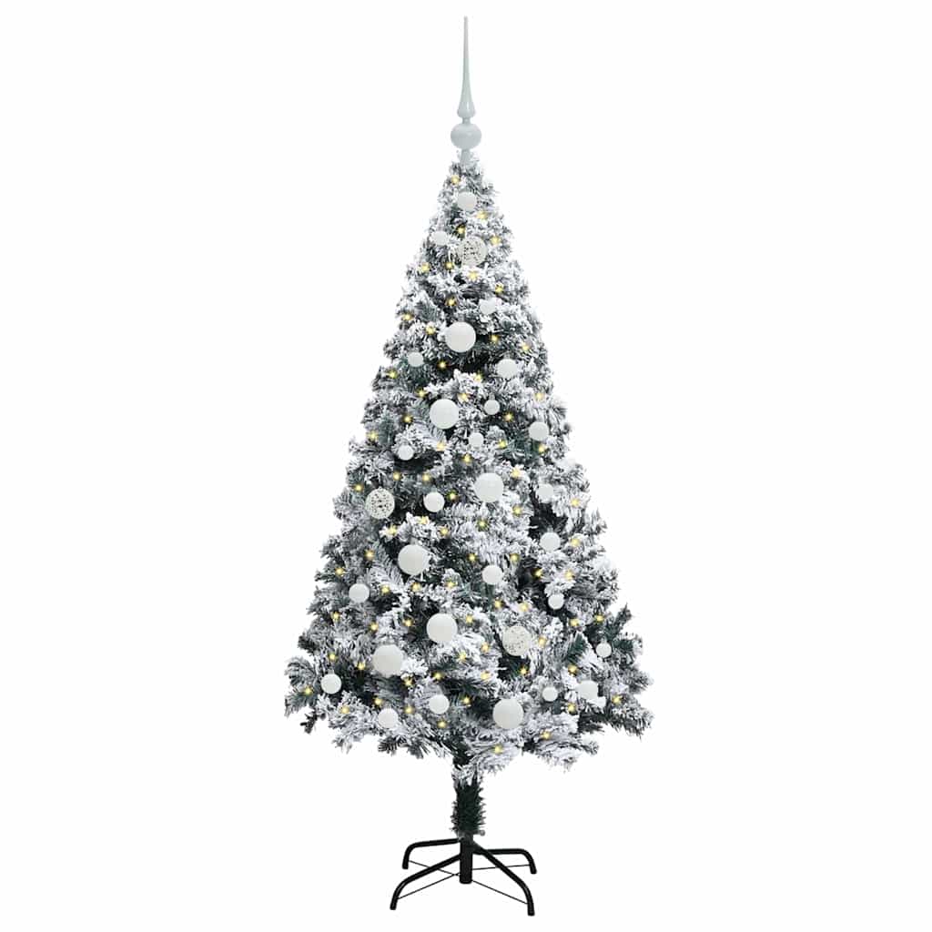 Mű karácsonyfa 150 LED-del Fehér 150 cm PVC és Acél és Műanyag