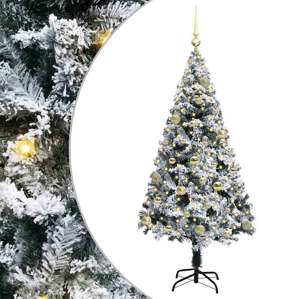 Mű karácsonyfa 150 LED-del Fehér 150 cm PVC és Acél és Műanyag