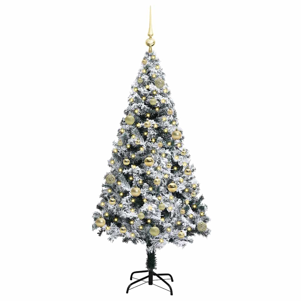 Mű karácsonyfa 150 LED-del Fehér 150 cm PVC és Acél és Műanyag