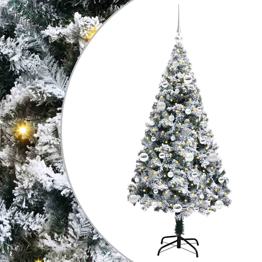 Mű karácsonyfa 150 LED-del Fehér 150 cm PVC és Acél és Műanyag