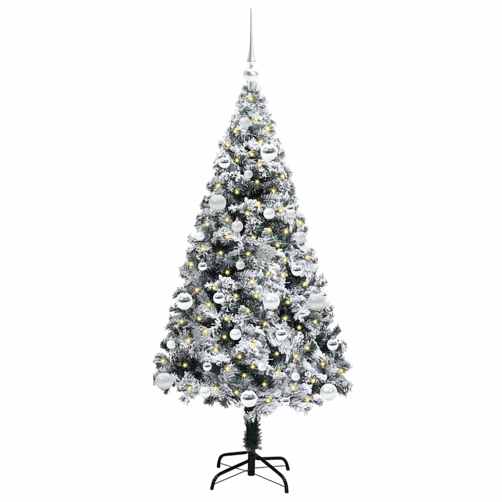 Mű karácsonyfa 150 LED-del Fehér 150 cm PVC és Acél és Műanyag
