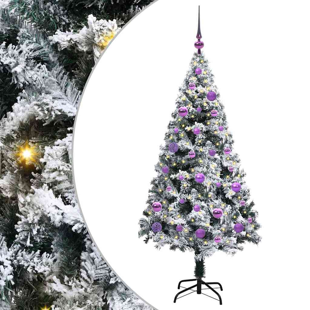 Mű karácsonyfa 150 LED-del Fehér 150 cm PVC és Acél és Műanyag