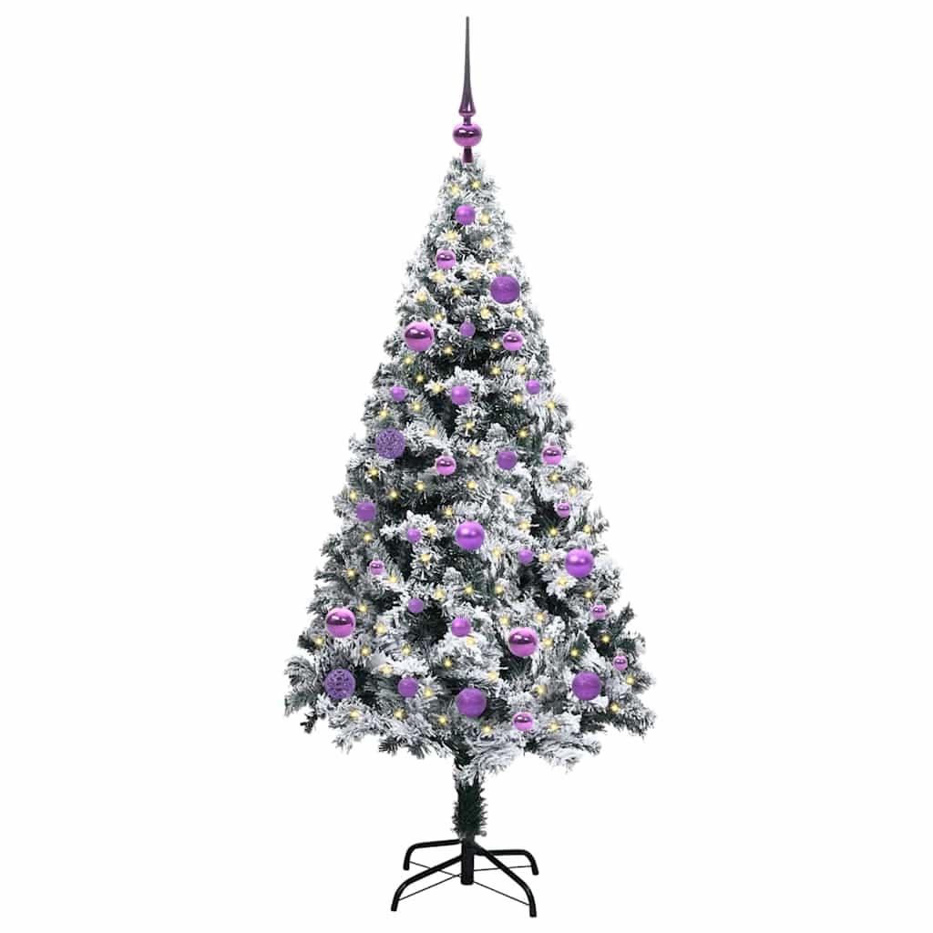 Mű karácsonyfa 150 LED-del Fehér 150 cm PVC és Acél és Műanyag
