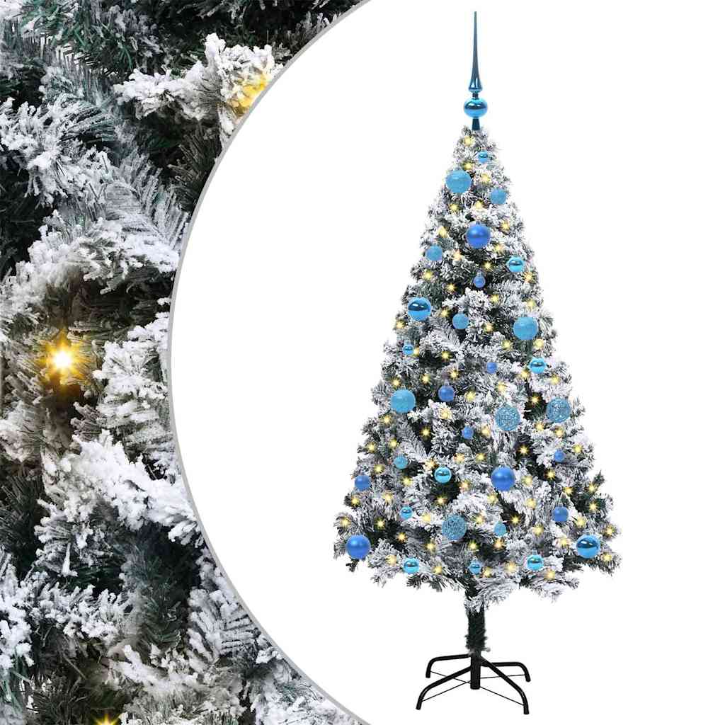 Mű karácsonyfa 150 LED-del Fehér 150 cm PVC és Acél és Műanyag