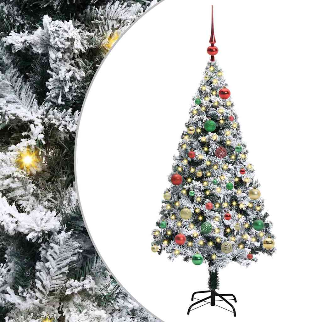 Mű karácsonyfa 150 LED-del Fehér 150 cm PVC és Acél és Műanyag