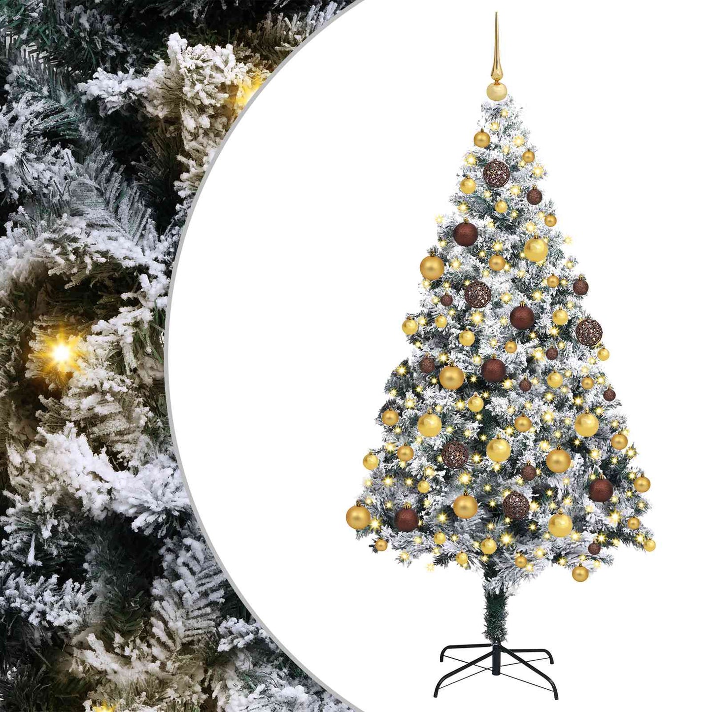 Mű karácsonyfa 300 LED-del Fehér 180 cm PVC és Acél és Műanyag