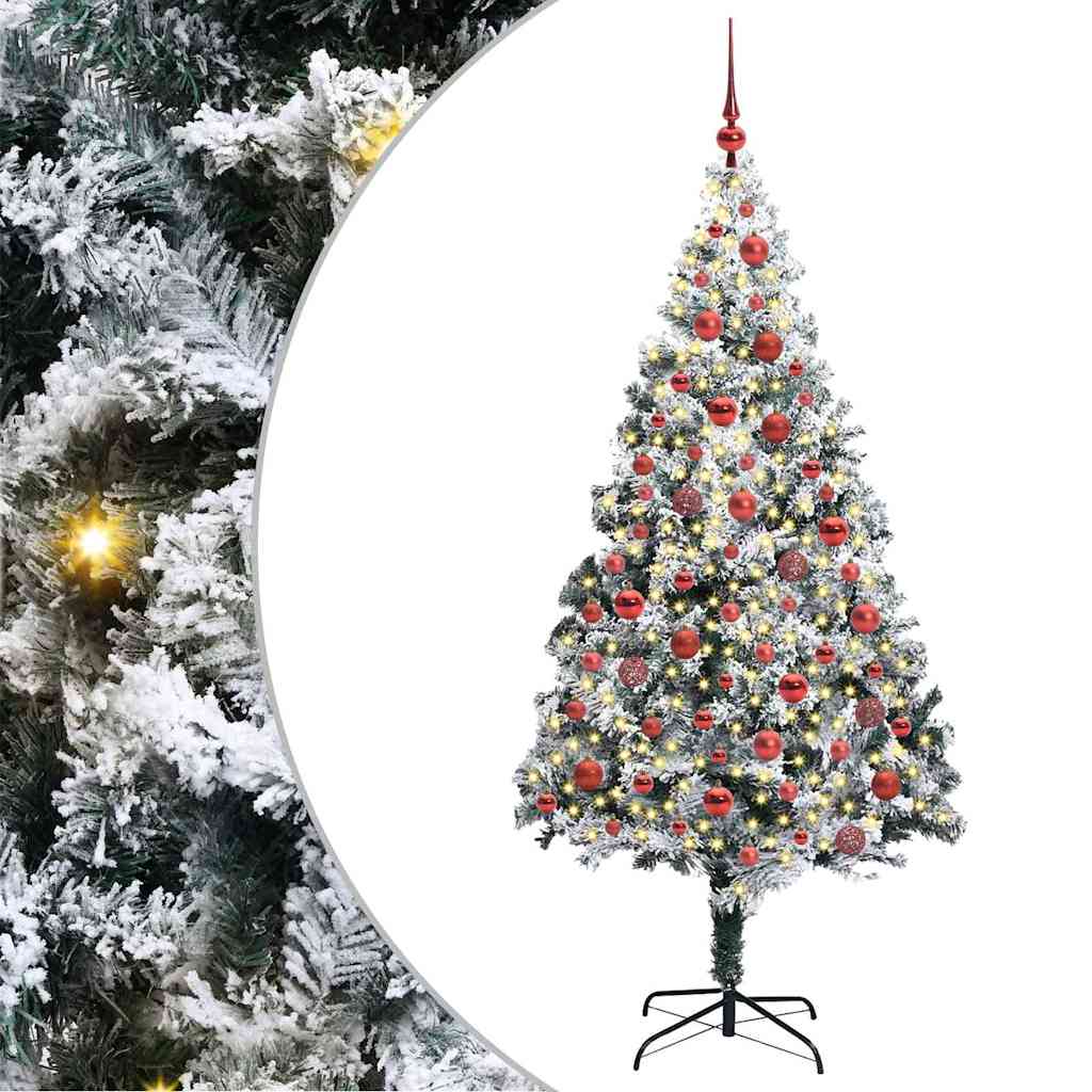 Mű karácsonyfa 300 LED-del Fehér 180 cm PVC és Acél és Műanyag
