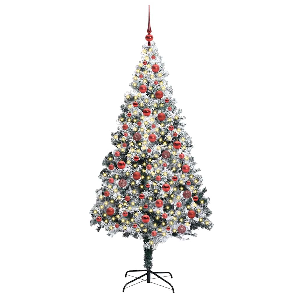 Mű karácsonyfa 300 LED-del Fehér 180 cm PVC és Acél és Műanyag