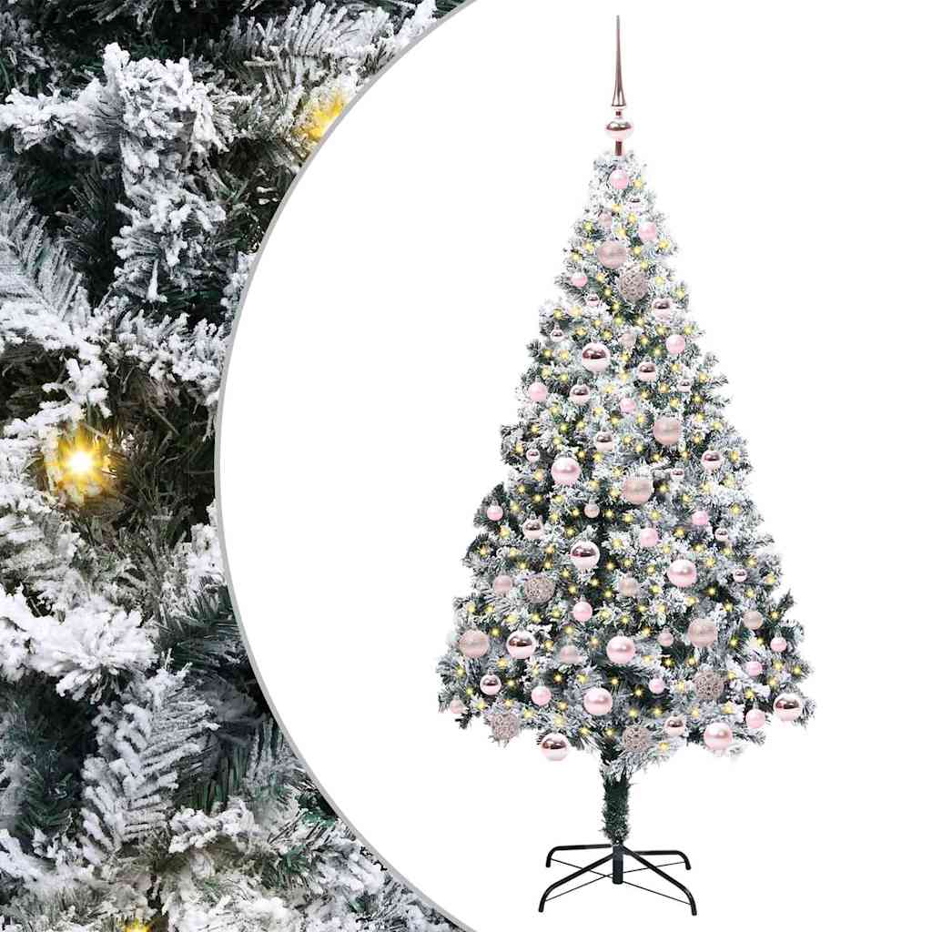 Mű karácsonyfa 300 LED-del Fehér 180 cm PVC és Acél és Műanyag