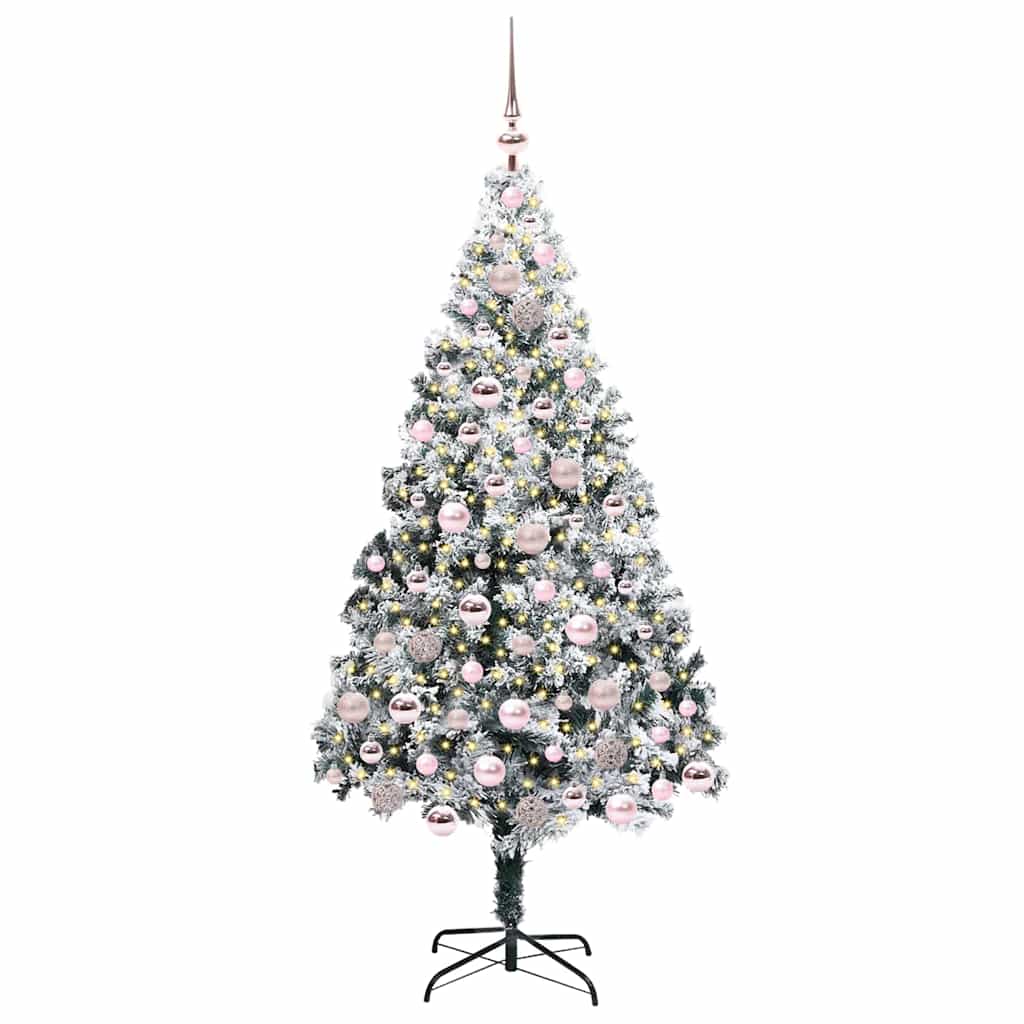 Mű karácsonyfa 300 LED-del Fehér 180 cm PVC és Acél és Műanyag