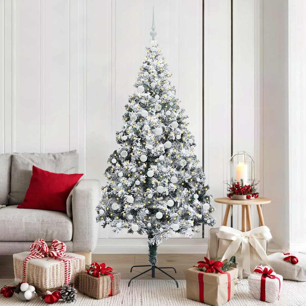 Mű karácsonyfa 300 LED-del Fehér 180 cm PVC és Acél és Műanyag