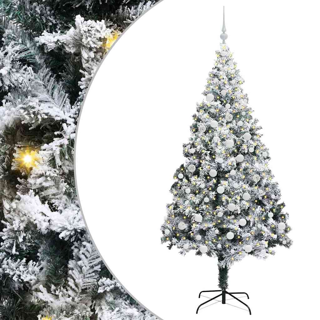 Mű karácsonyfa 300 LED-del Fehér 180 cm PVC és Acél és Műanyag