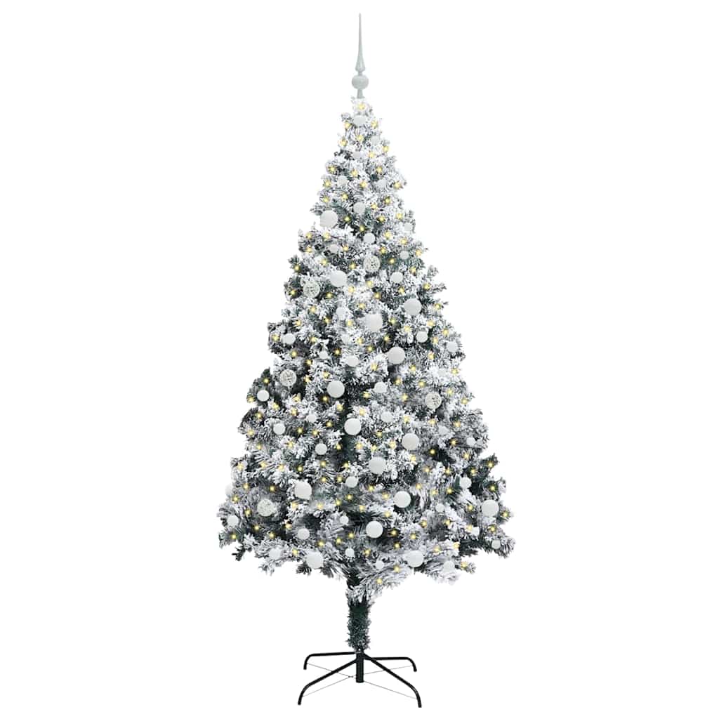Mű karácsonyfa 300 LED-del Fehér 180 cm PVC és Acél és Műanyag