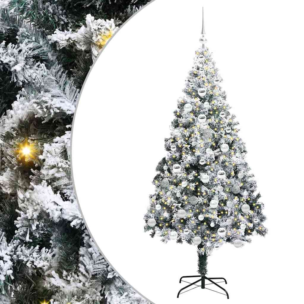 Mű karácsonyfa 300 LED-del Fehér 180 cm PVC és Acél és Műanyag