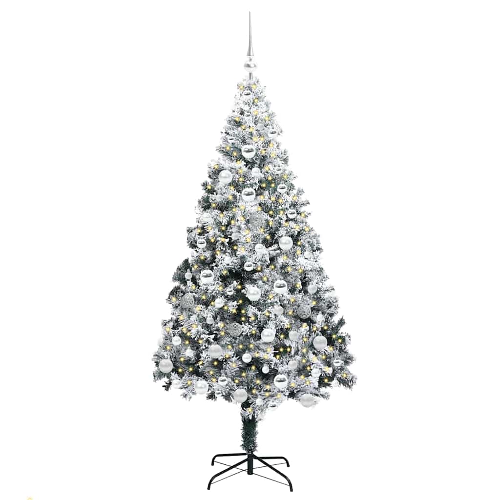 Mű karácsonyfa 300 LED-del Fehér 180 cm PVC és Acél és Műanyag