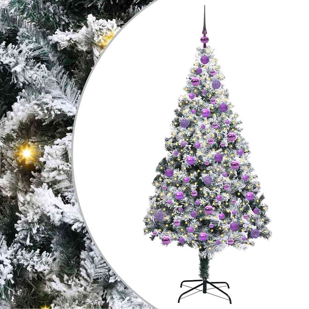 Mű karácsonyfa 300 LED-del Fehér 180 cm PVC és Acél és Műanyag