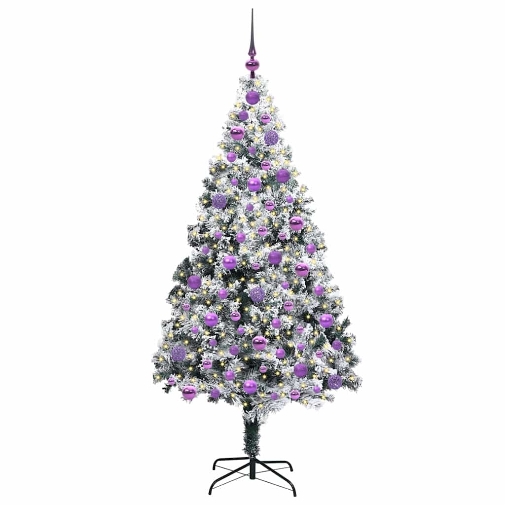 Mű karácsonyfa 300 LED-del Fehér 180 cm PVC és Acél és Műanyag