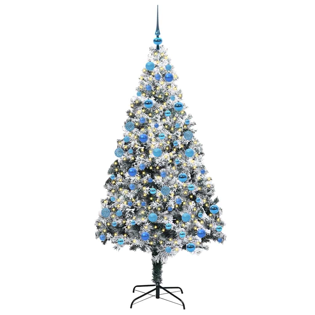 Mű karácsonyfa 300 LED-del Fehér 180 cm PVC és Acél és Műanyag