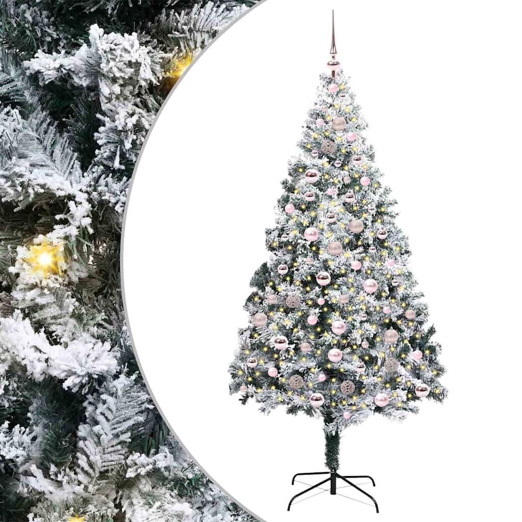Mű karácsonyfa 300 LED-del Fehér 210 cm PVC és Acél és Műanyag