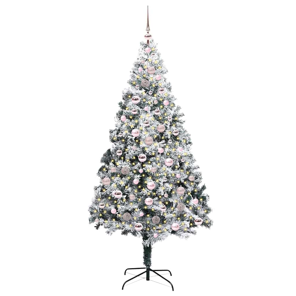 Mű karácsonyfa 300 LED-del Fehér 210 cm PVC és Acél és Műanyag