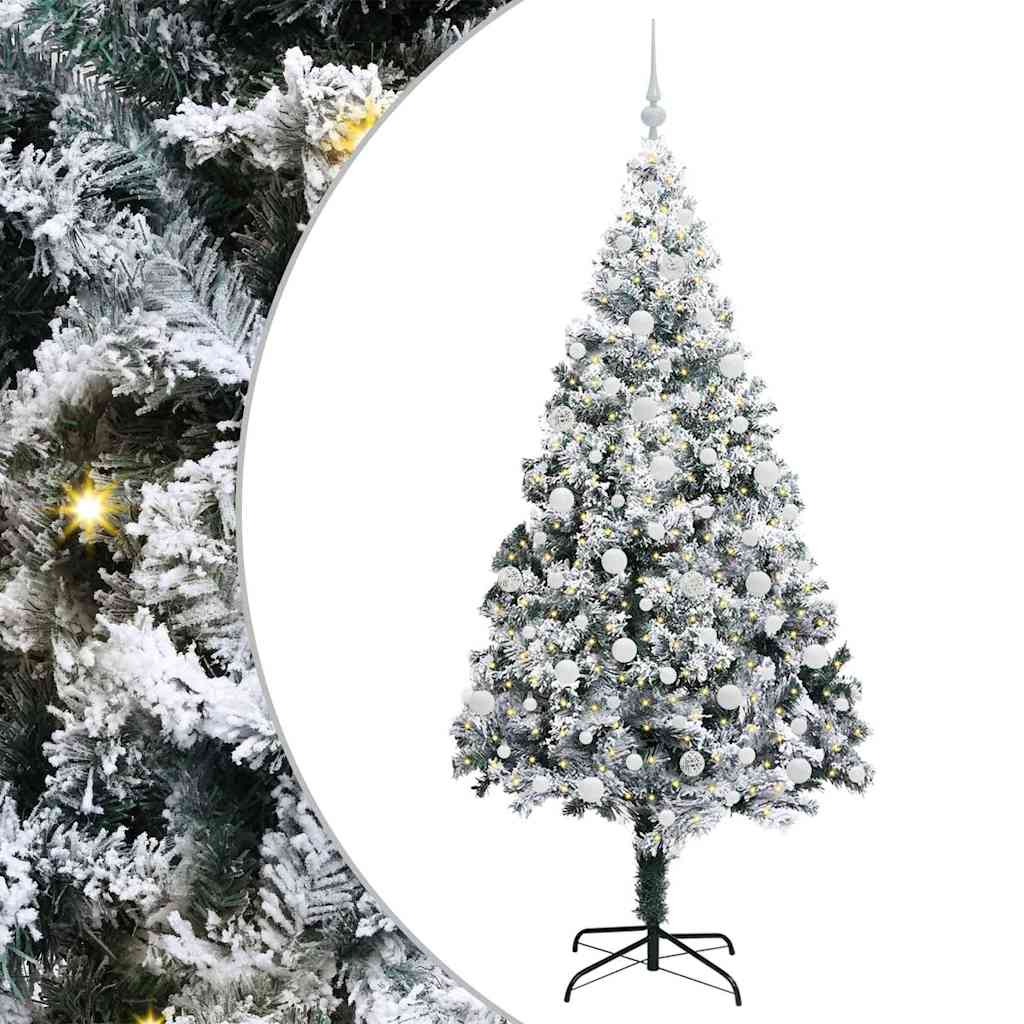 Mű karácsonyfa 300 LED-del Fehér 210 cm PVC és Acél és Műanyag