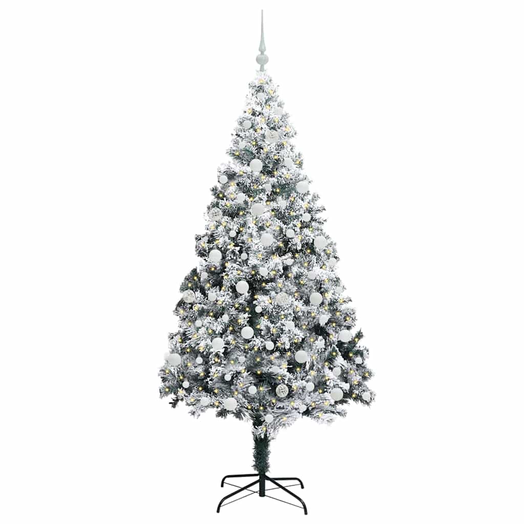 Mű karácsonyfa 300 LED-del Fehér 210 cm PVC és Acél és Műanyag
