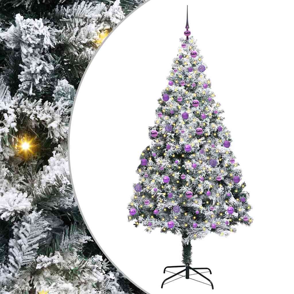 Mű karácsonyfa 300 LED-del Fehér 210 cm PVC és Acél és Műanyag