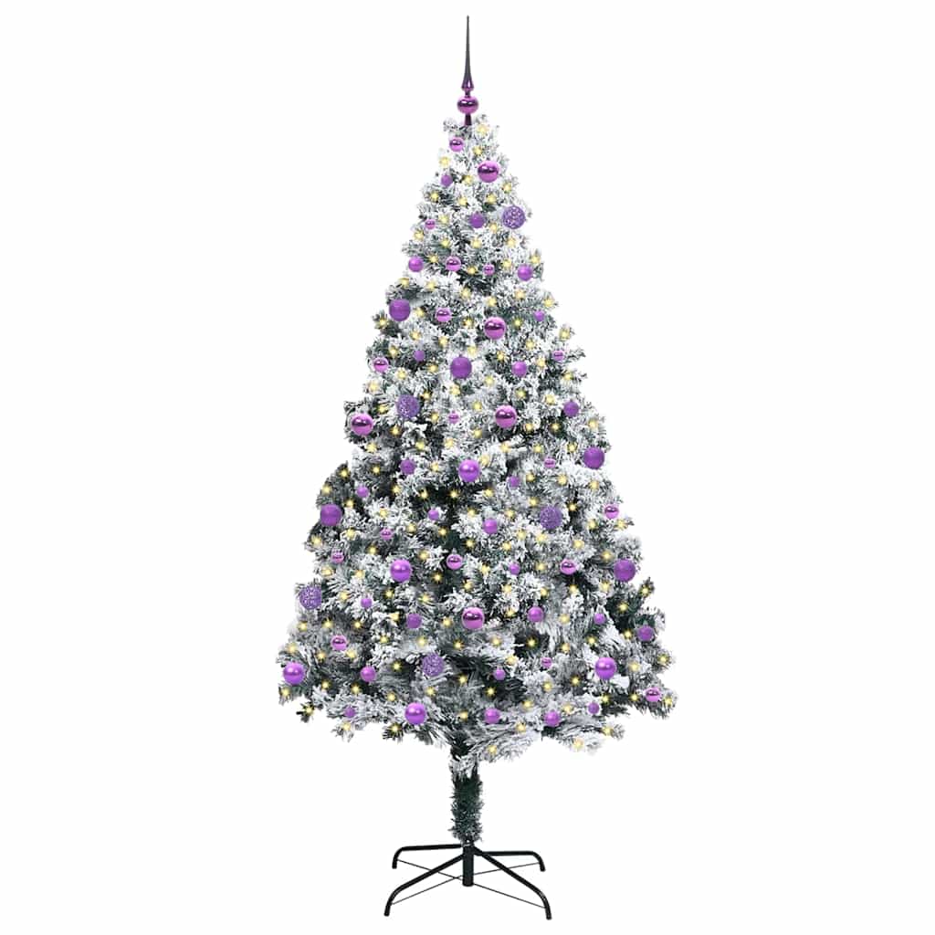 Mű karácsonyfa 300 LED-del Fehér 210 cm PVC és Acél és Műanyag