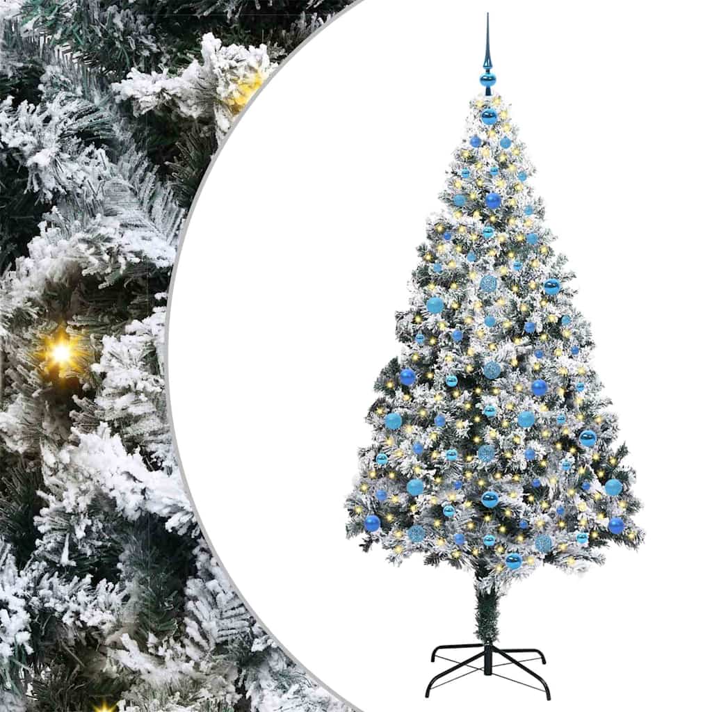 Mű karácsonyfa 300 LED-del Fehér 210 cm PVC és Acél és Műanyag