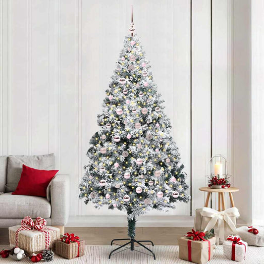 Mű karácsonyfa 300 LED-del Fehér 240 cm PVC és Acél és Műanyag
