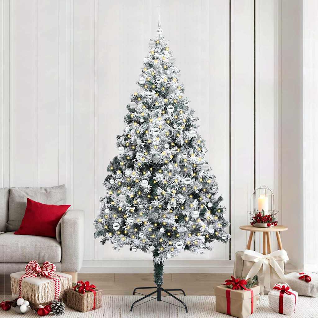 Mű karácsonyfa 300 LED-del Fehér 240 cm PVC és Acél és Műanyag