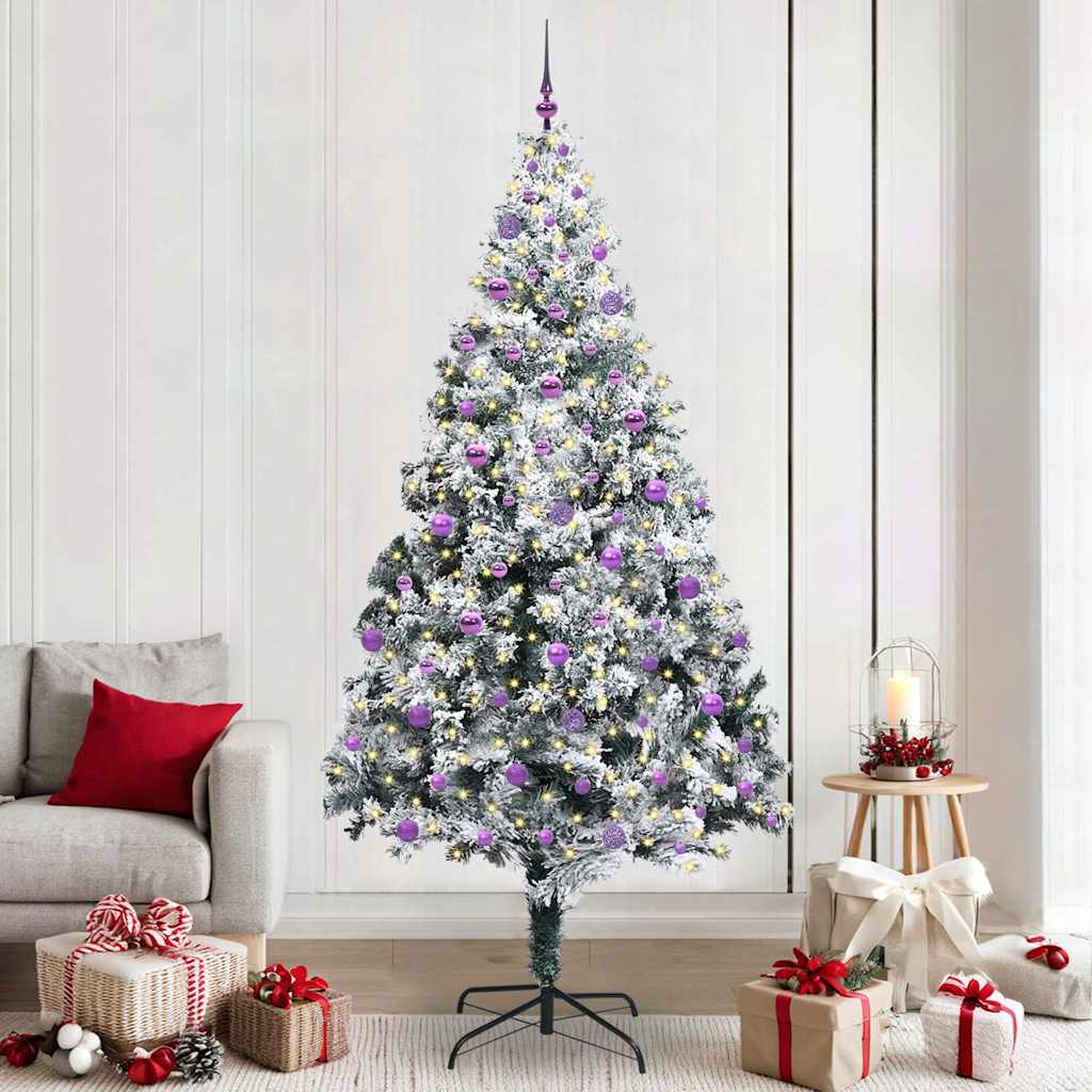 Mű karácsonyfa 300 LED-del Fehér 240 cm PVC és Acél és Műanyag