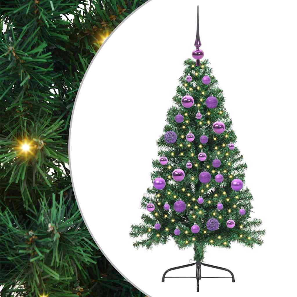 Mesterséges, előre világított karácsonyi fa Zöld 120 cm PVC
