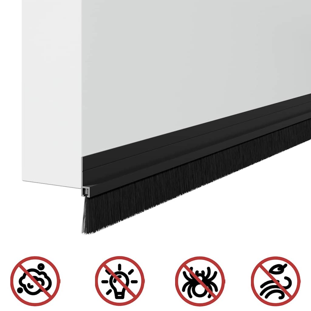 Öntapadó ajtó kefe tömítések 6 pcs Fekete 100 cm
