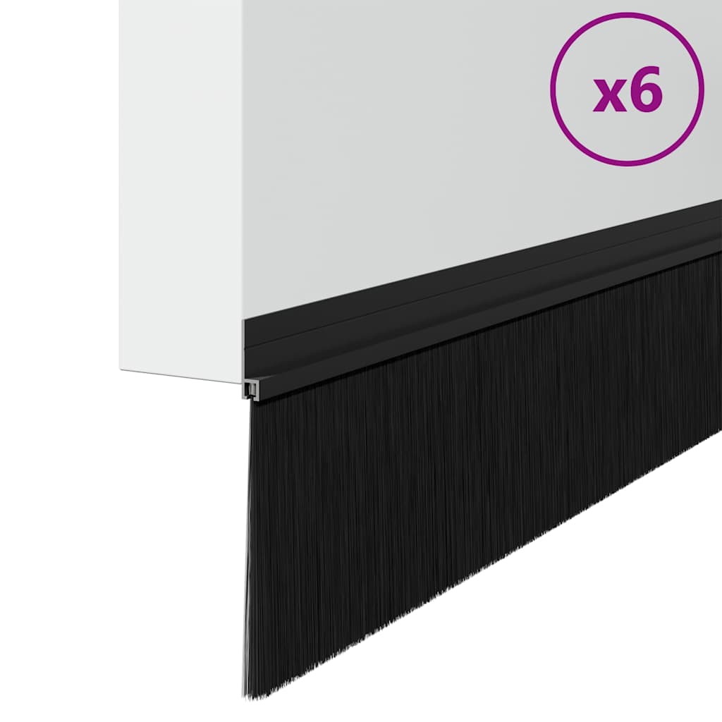 Öntapadó ajtó kefe tömítések 6 pcs Fekete 100 cm
