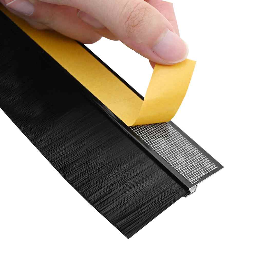 Öntapadó ajtó kefe tömítések 12 pcs Fekete 100 cm
