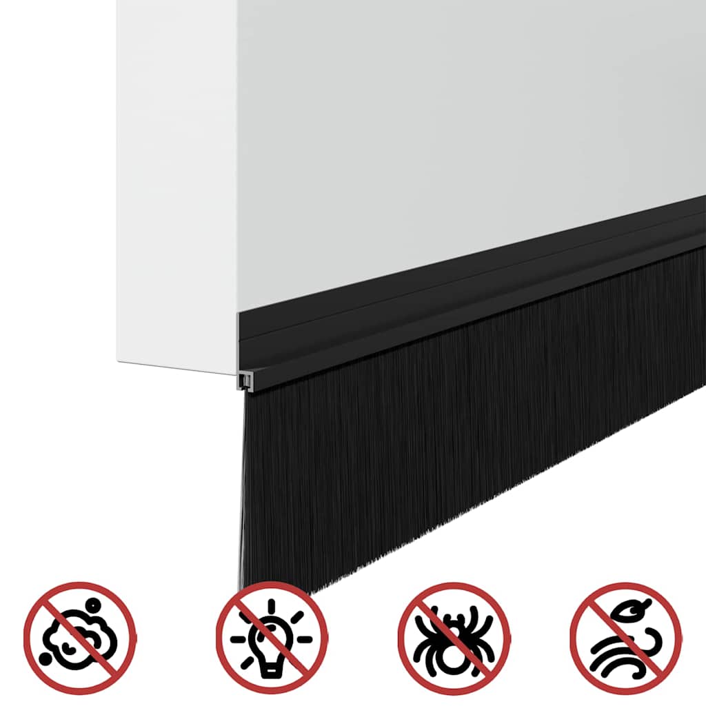 Öntapadó ajtó kefe tömítések 12 pcs Fekete 100 cm