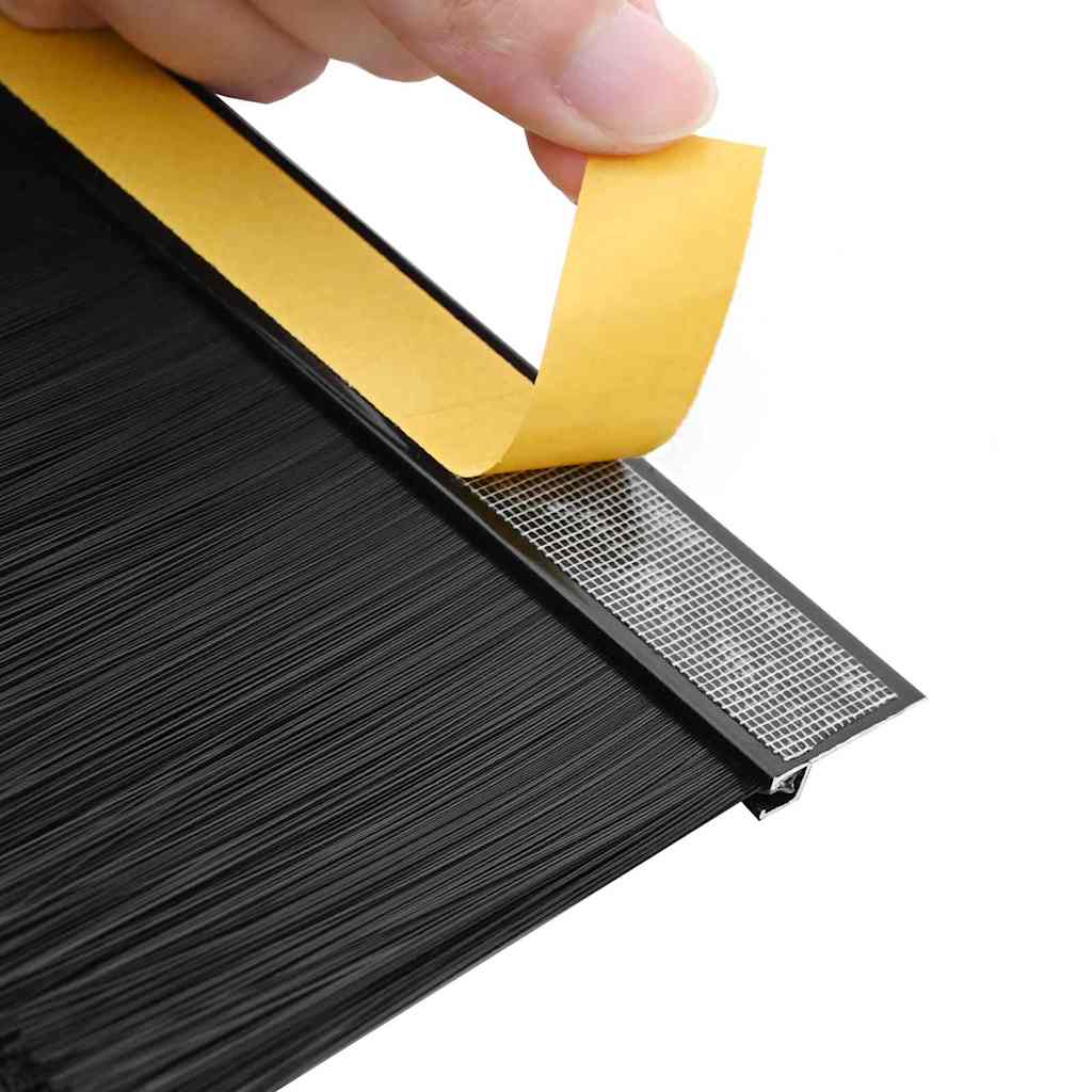 Öntapadó ajtó kefe tömítések 12 pcs Fekete 100 cm