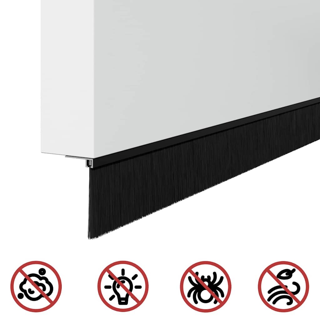 Öntapadó ajtó kefe tömítések 6 pcs Fekete 100 cm