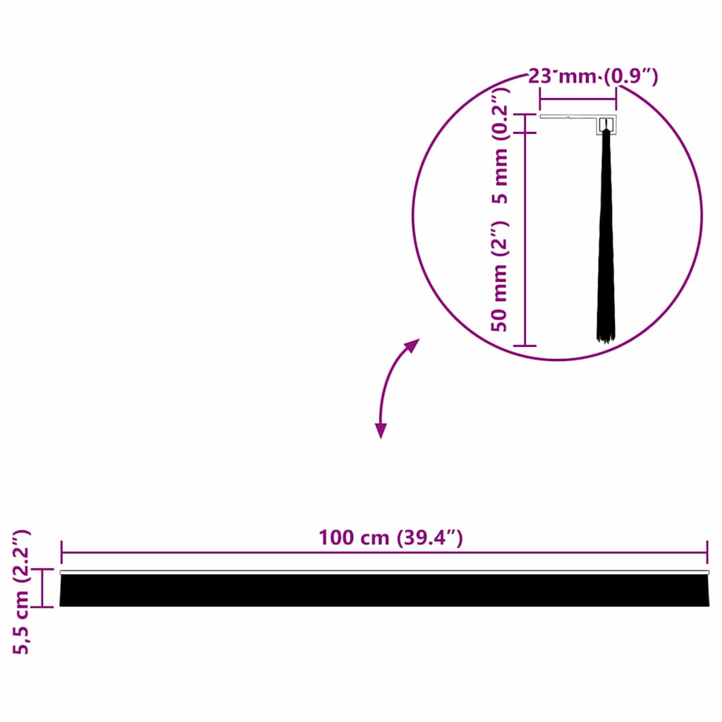 Öntapadó ajtó kefe tömítések 6 pcs Fekete 100 cm