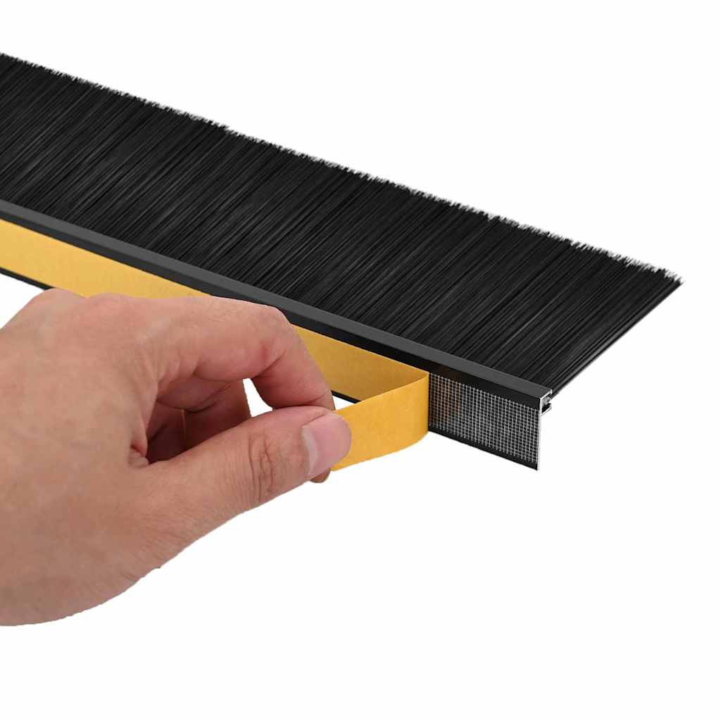 Öntapadó ajtó kefe tömítések 12 pcs Fekete 100 cm